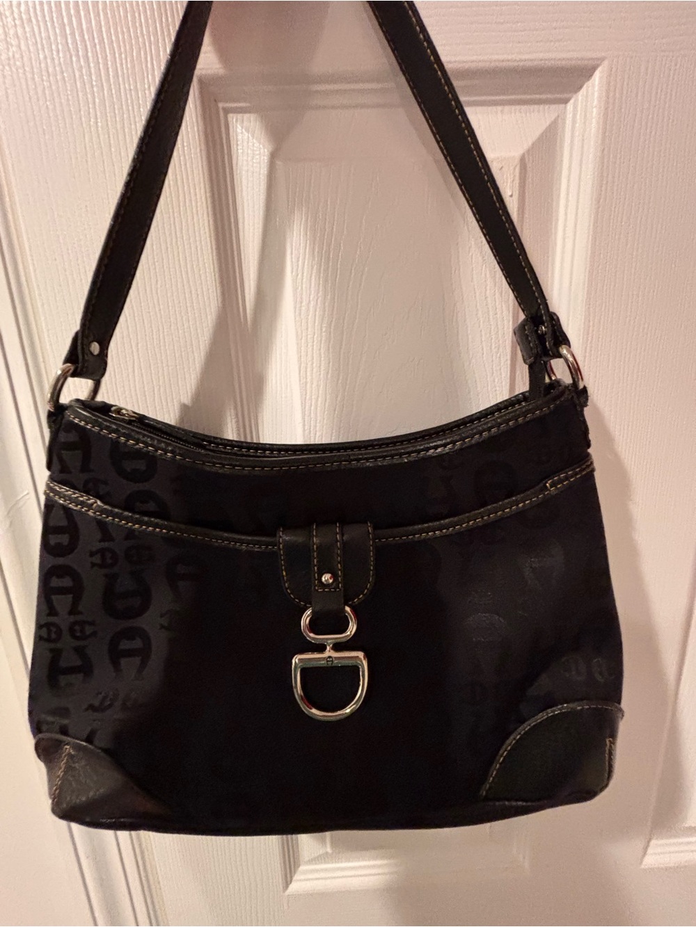 Etienne Aigner Black Women's Shoulder Bag with Silver Hardware